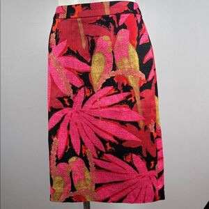 J Crew Bright Pink Floral Pencil Skirt